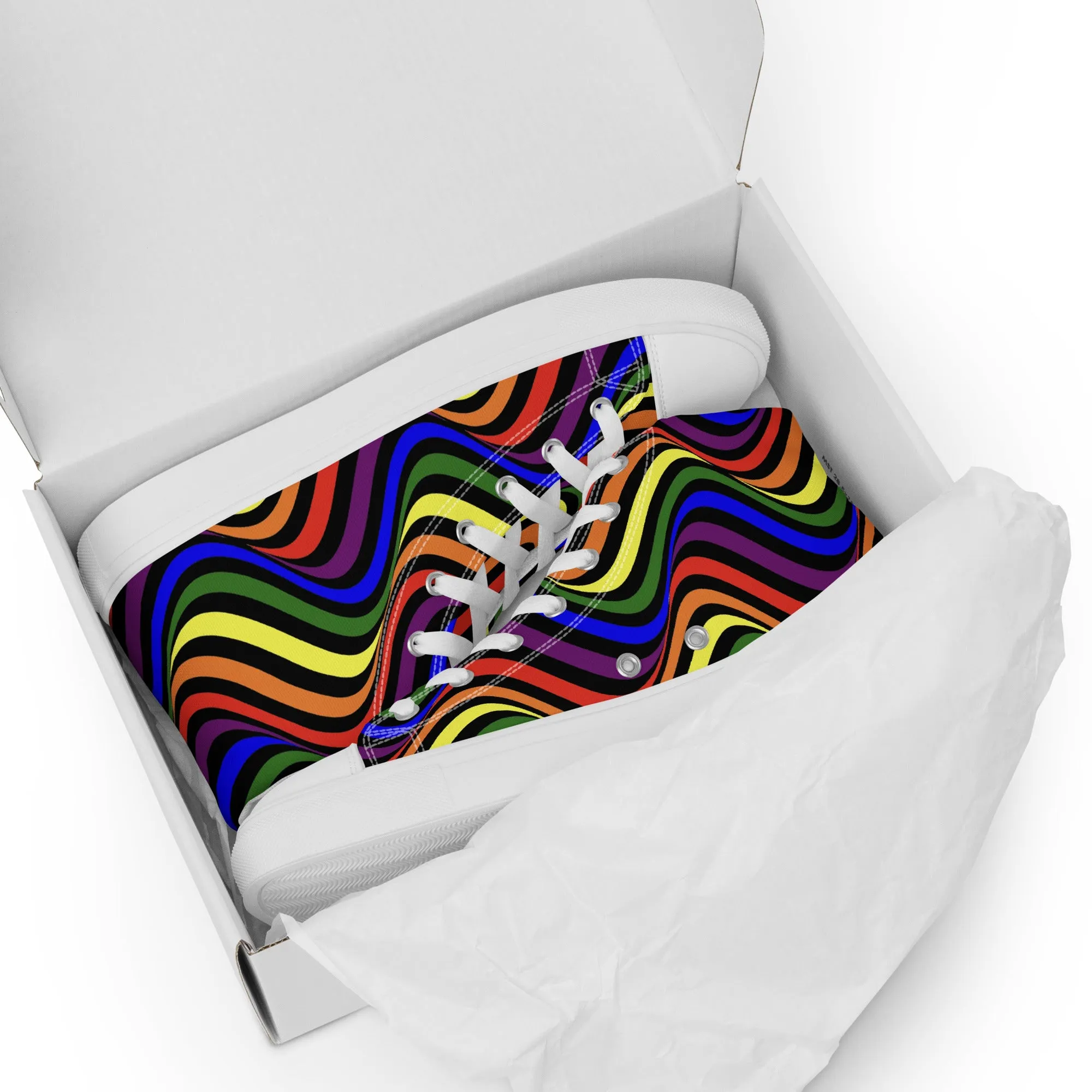 LGBTQ Pride Wavey Men’s High Top Canvas Athletic Shoes