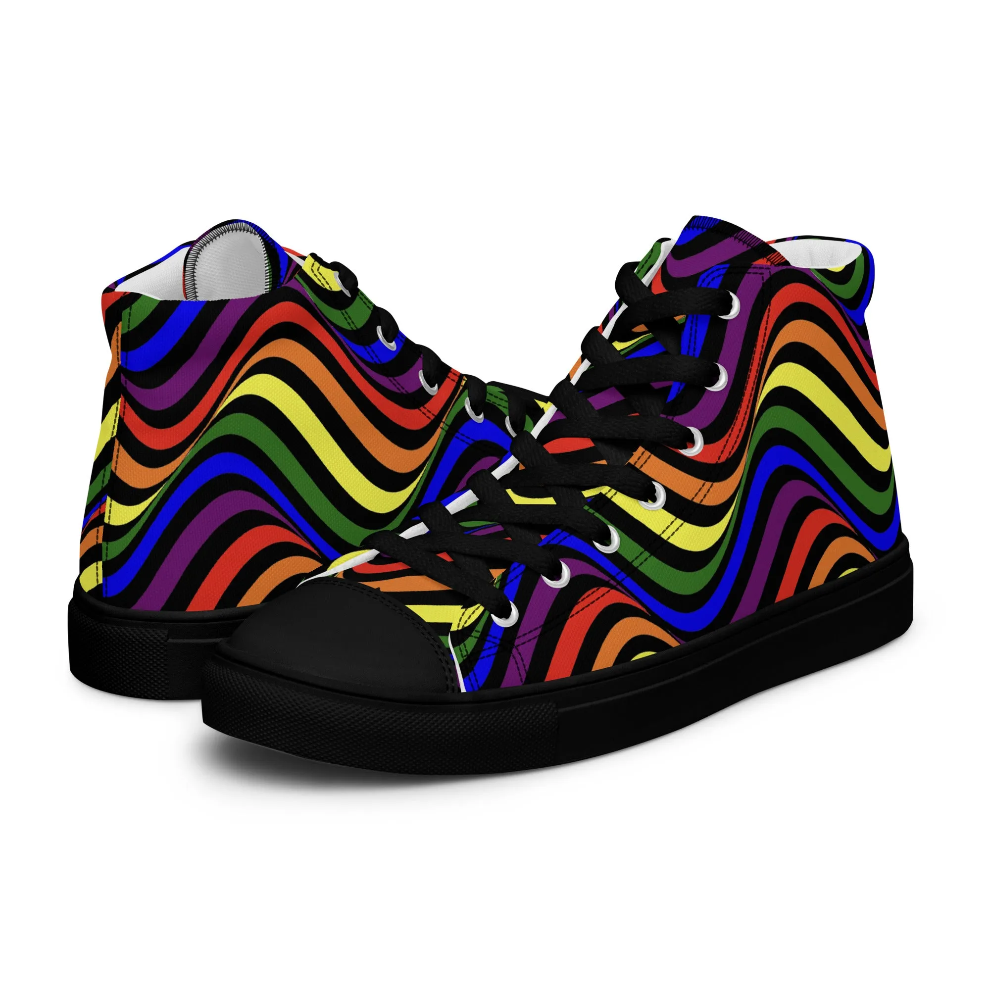 LGBTQ Pride Wavey Men’s High Top Canvas Athletic Shoes