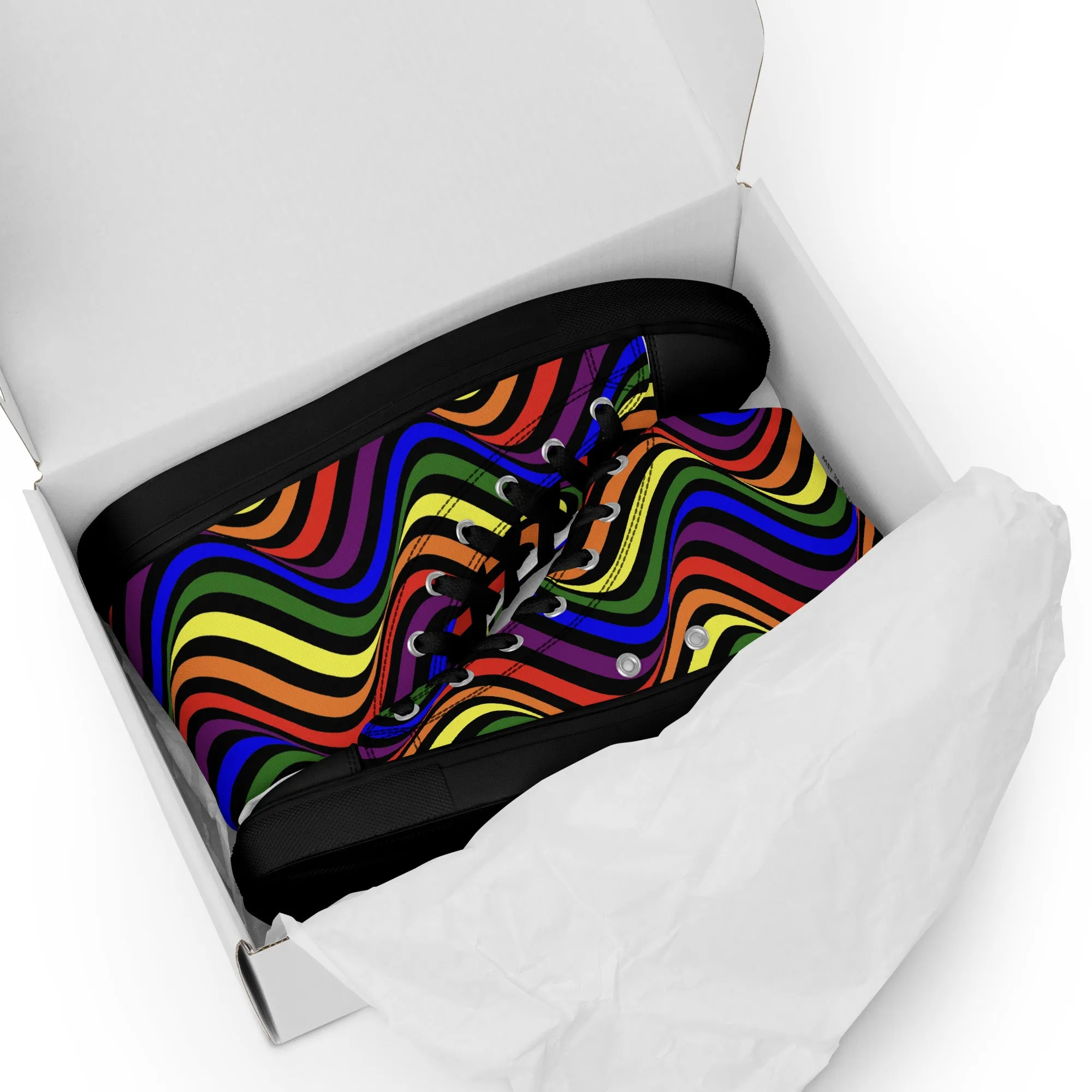 LGBTQ Pride Wavey Men’s High Top Canvas Athletic Shoes