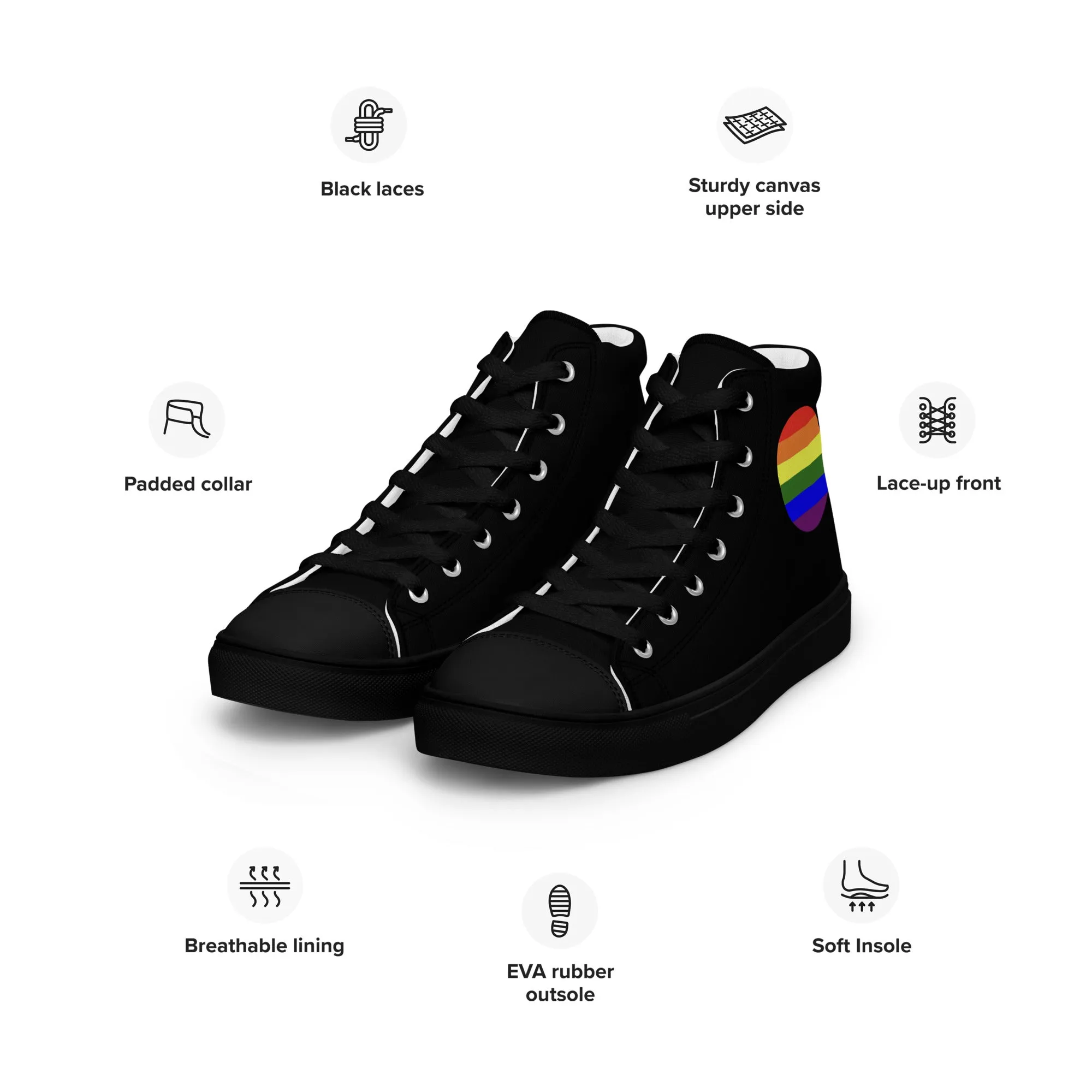 LGBTQ Pride Women’s High Top Canvas Athletic Shoes