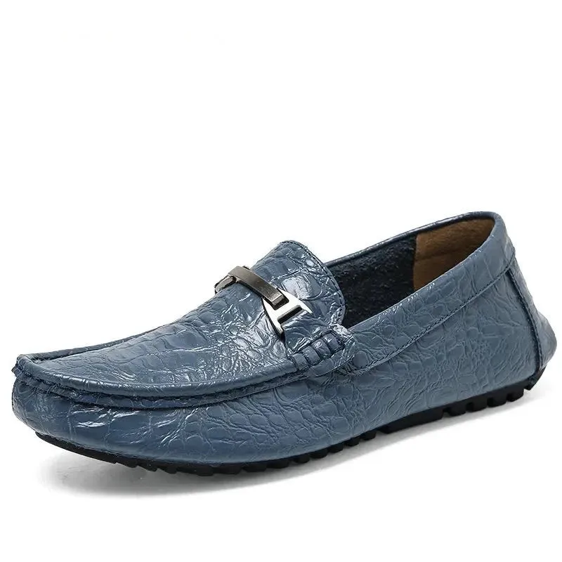 Men Casual Loafer Shoes Crocodile Grain Style Fashion Genuine Leather Brand New Designer Driving Moccasins Soft Shoes Men