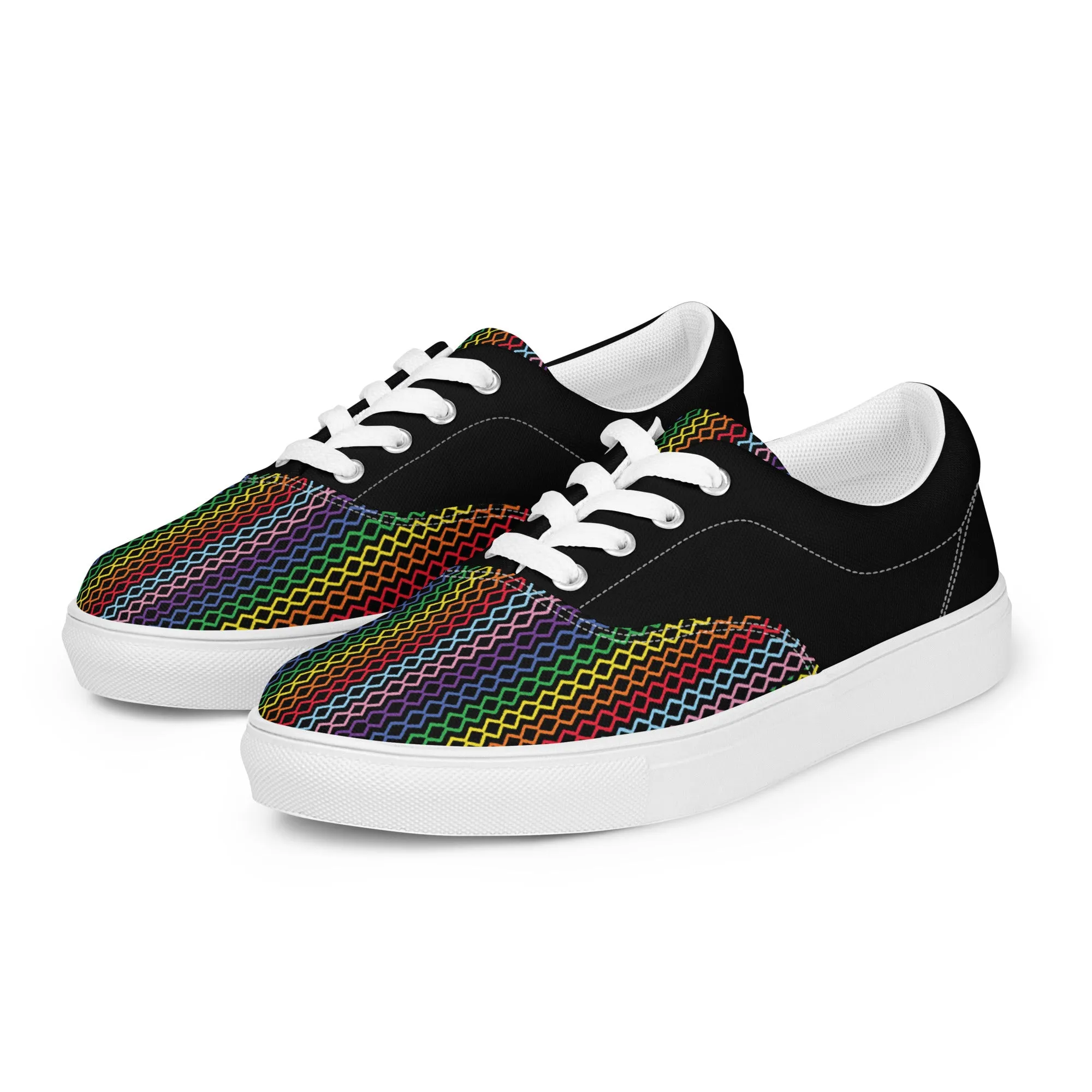 Modern Rainbow Men’s Lace-up Canvas Shoes