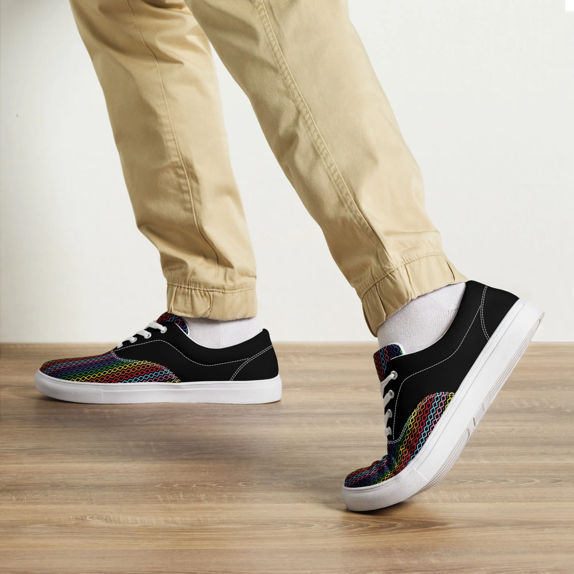 Modern Rainbow Men’s Lace-up Canvas Shoes