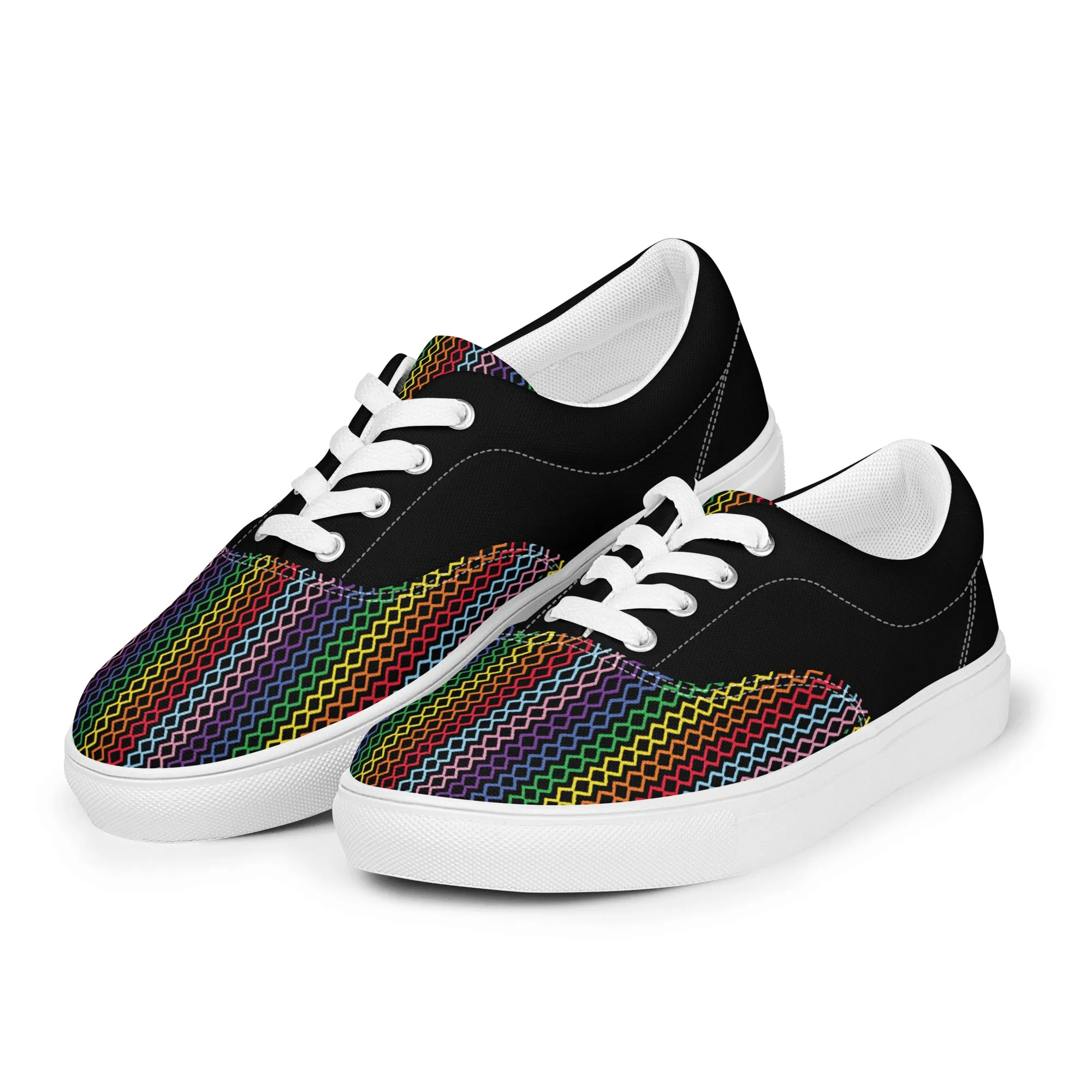 Modern Rainbow Men’s Lace-up Canvas Shoes