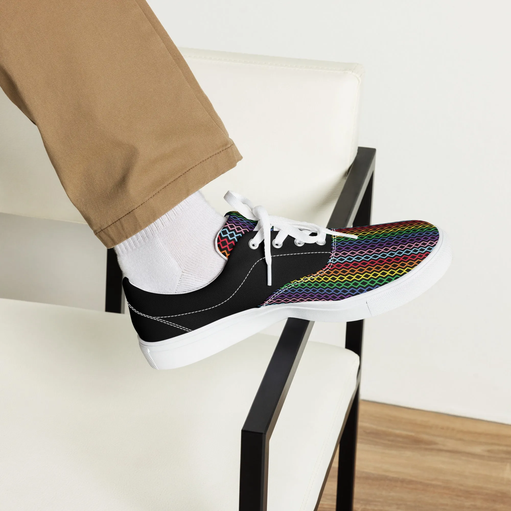 Modern Rainbow Men’s Lace-up Canvas Shoes