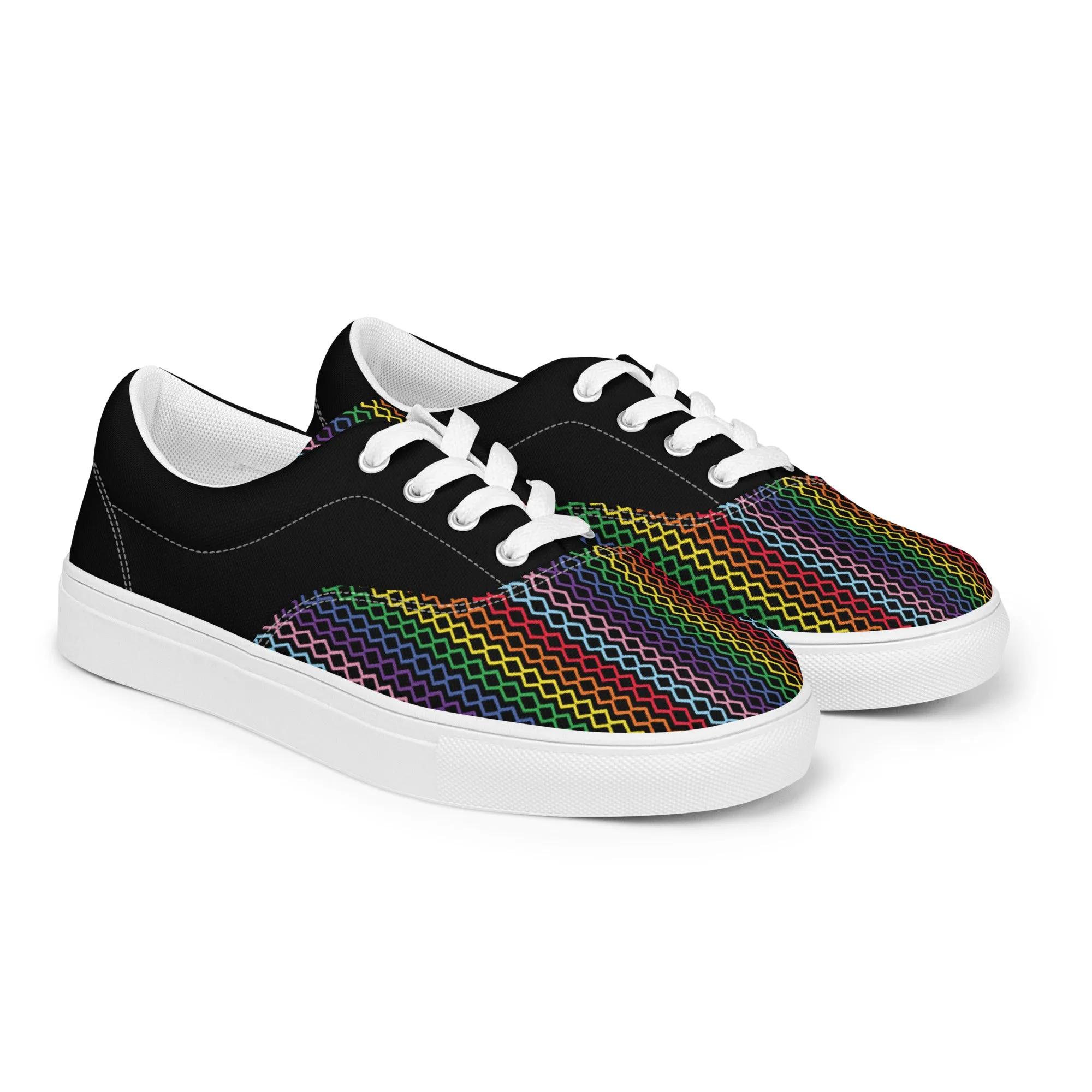 Modern Rainbow Men’s Lace-up Canvas Shoes