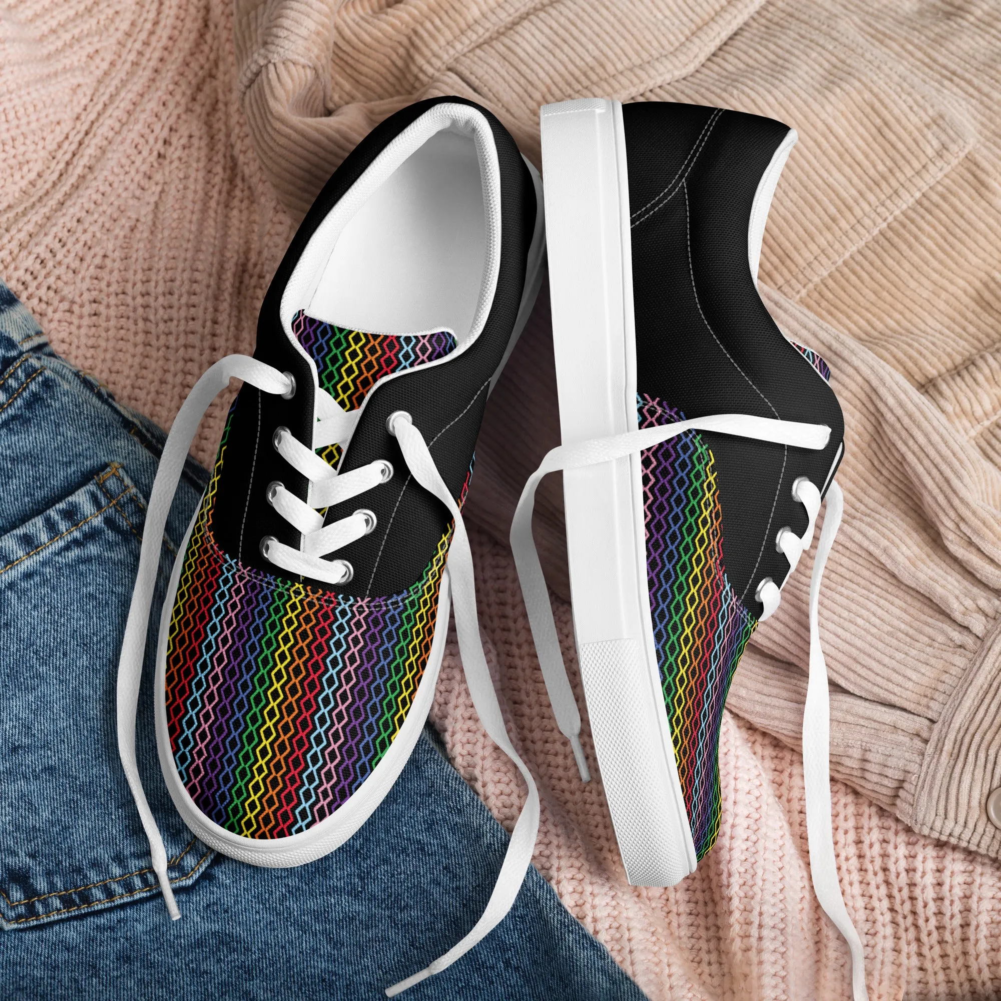 Modern Rainbow Men’s Lace-up Canvas Shoes