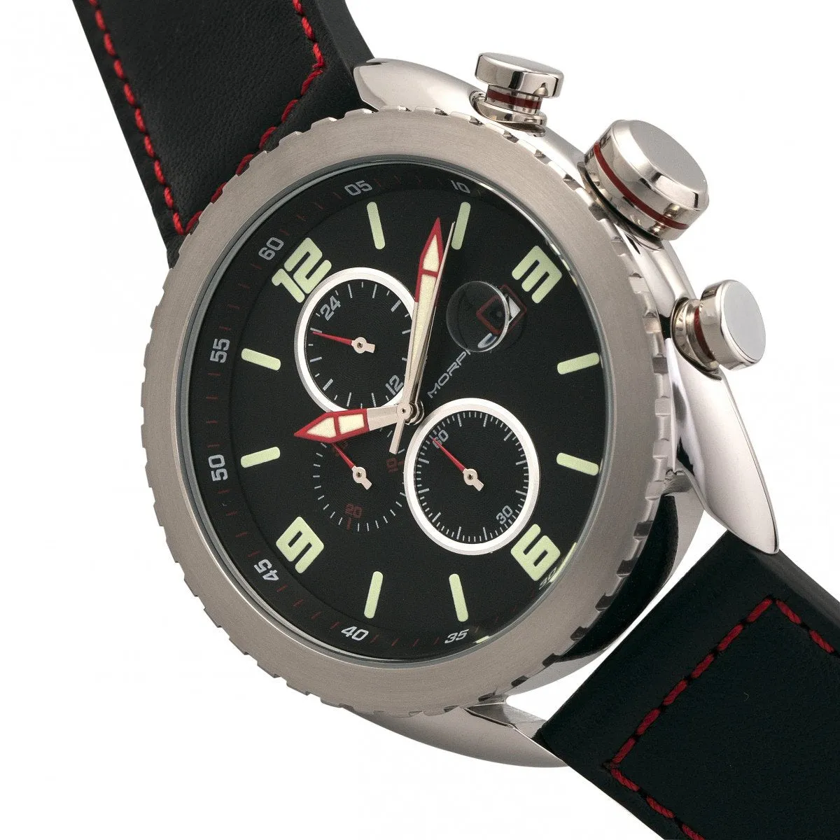 Morphic M64 Series Chronograph Leather-Band Watch w/ Date