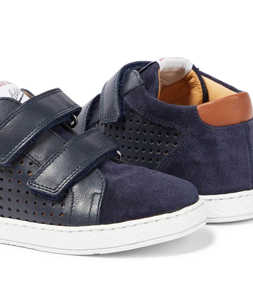 Mousse Easy sneakers in leather and suede Pom d'Api, blue