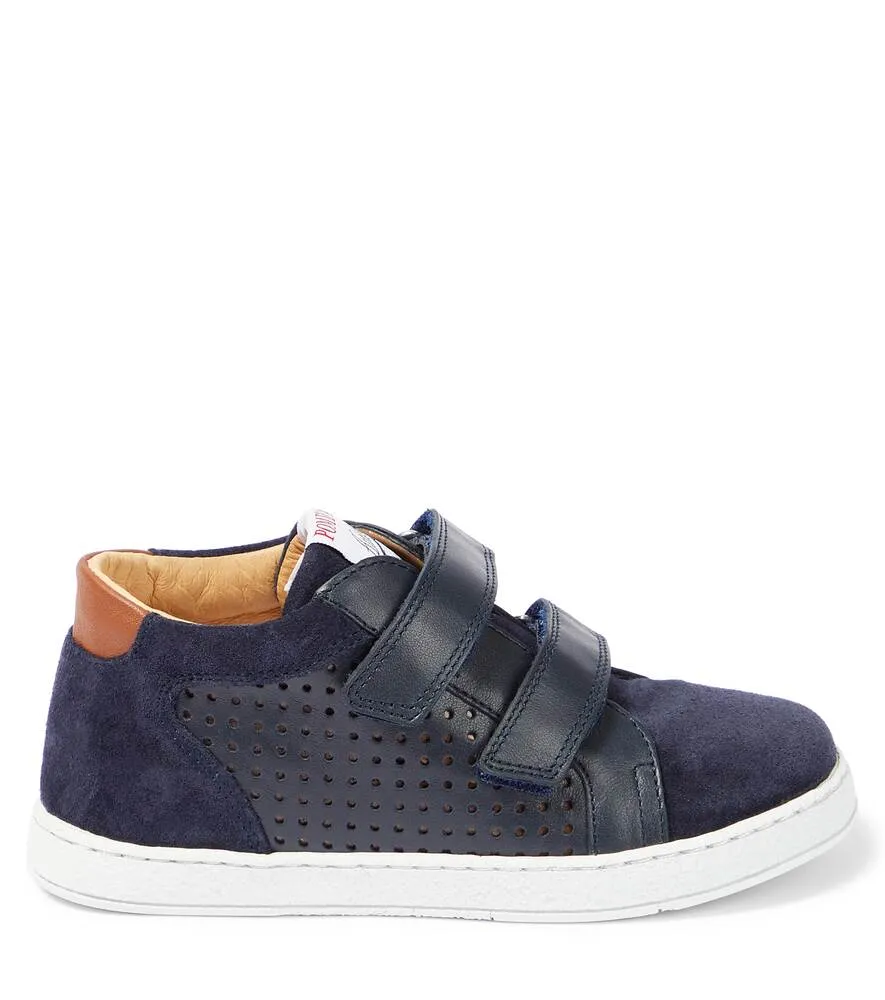 Mousse Easy sneakers in leather and suede Pom d'Api, blue