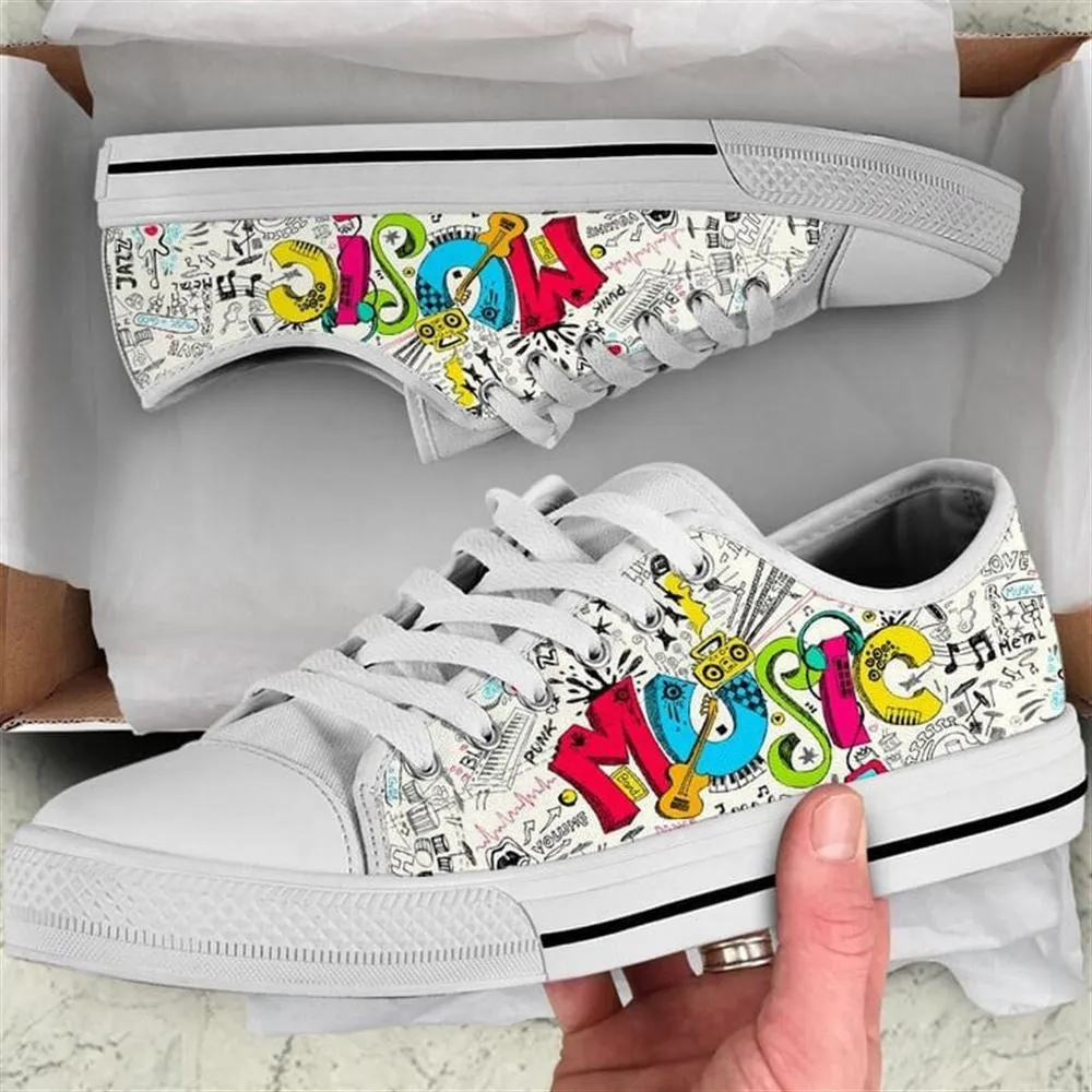 Music Street Funny Icon Canvas Low Top Shoes, Canvas Shoes Design, Low Top Sneaker