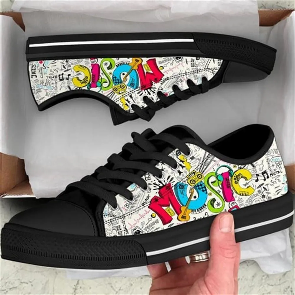 Music Street Funny Icon Canvas Low Top Shoes, Canvas Shoes Design, Low Top Sneaker