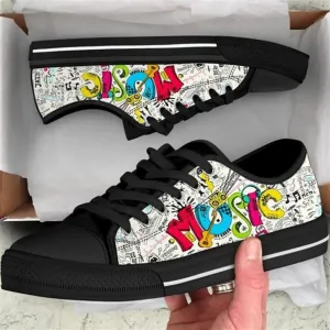 Music Street Funny Icon Canvas Low Top Shoes, Canvas Shoes Design, Low Top Sneaker