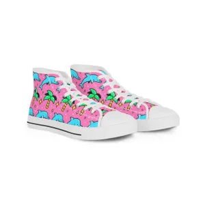 Palm Trees and Dolphins Men's High Top Sneakers