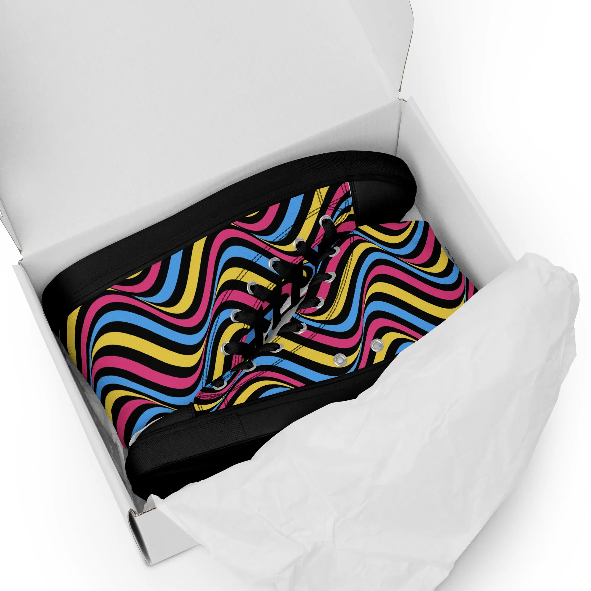 Pansexual Pan Pride Wavey Men’s High Top Canvas Athletic Shoes