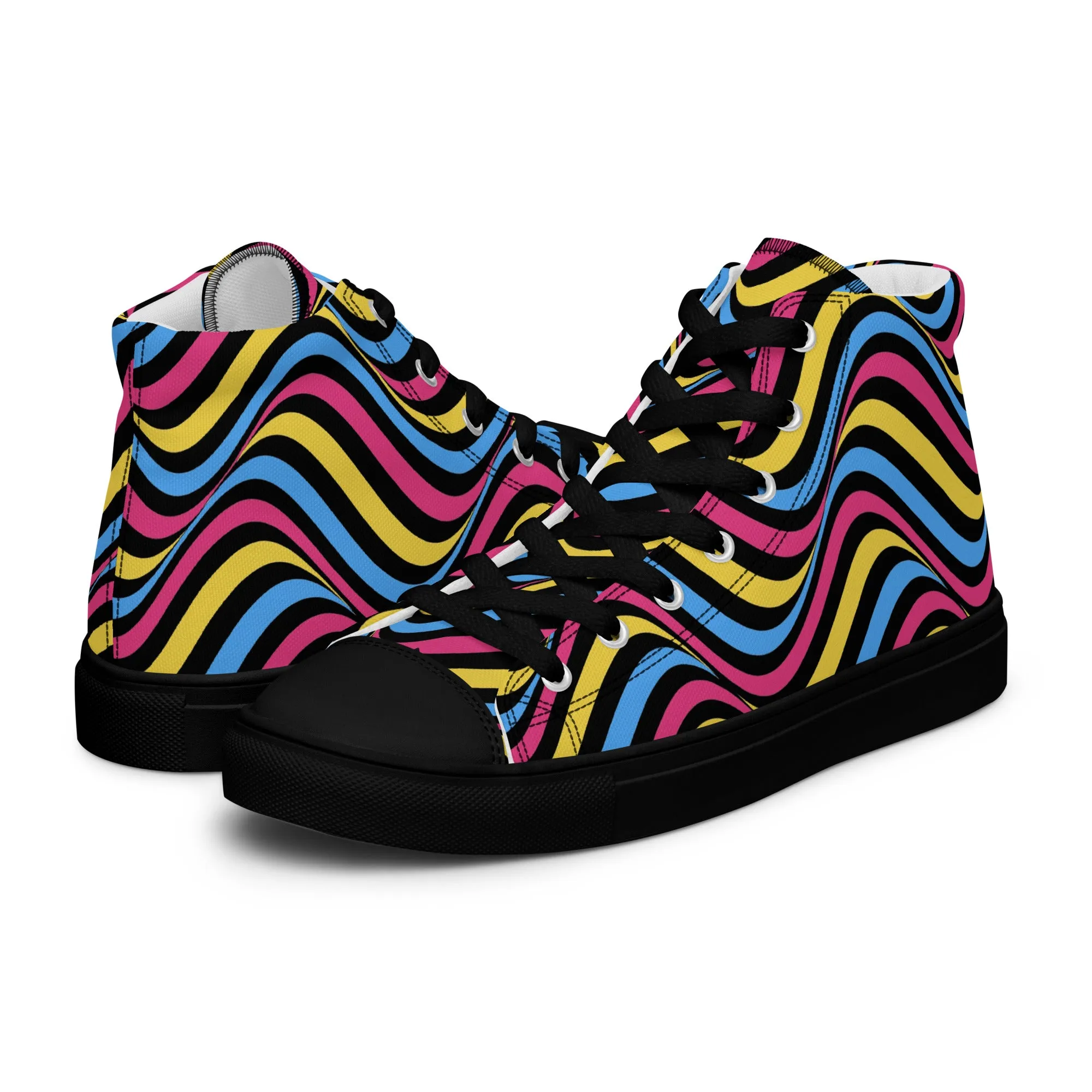 Pansexual Pan Pride Wavey Men’s High Top Canvas Athletic Shoes