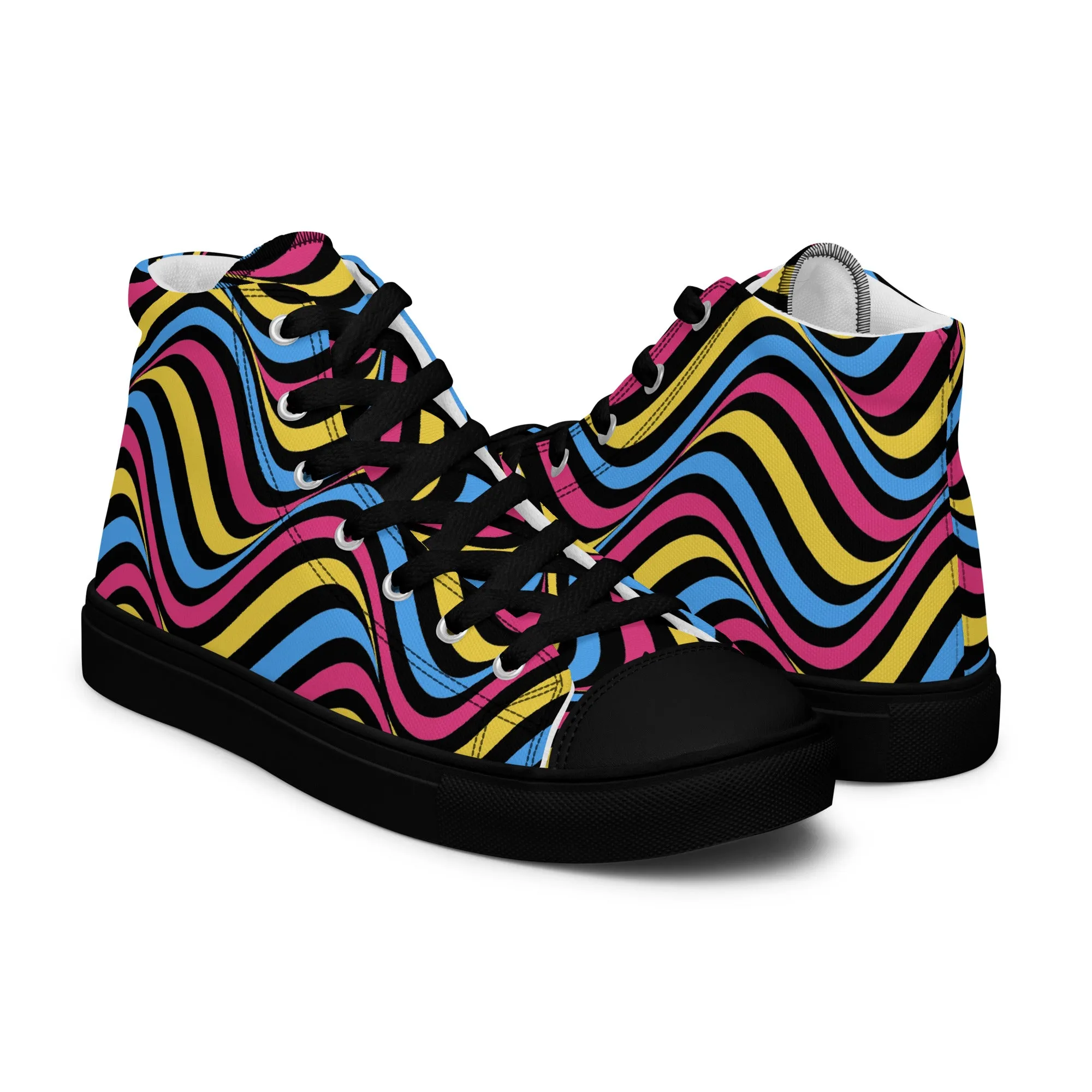 Pansexual Pan Pride Wavey Men’s High Top Canvas Athletic Shoes