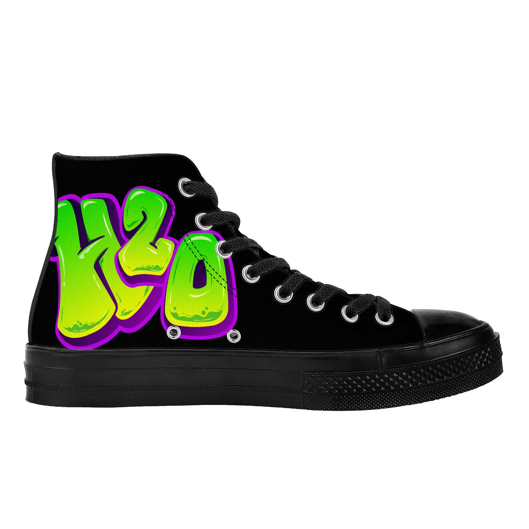 Personalize Graffiti Style Letters- High Top Canvas Shoes - Black