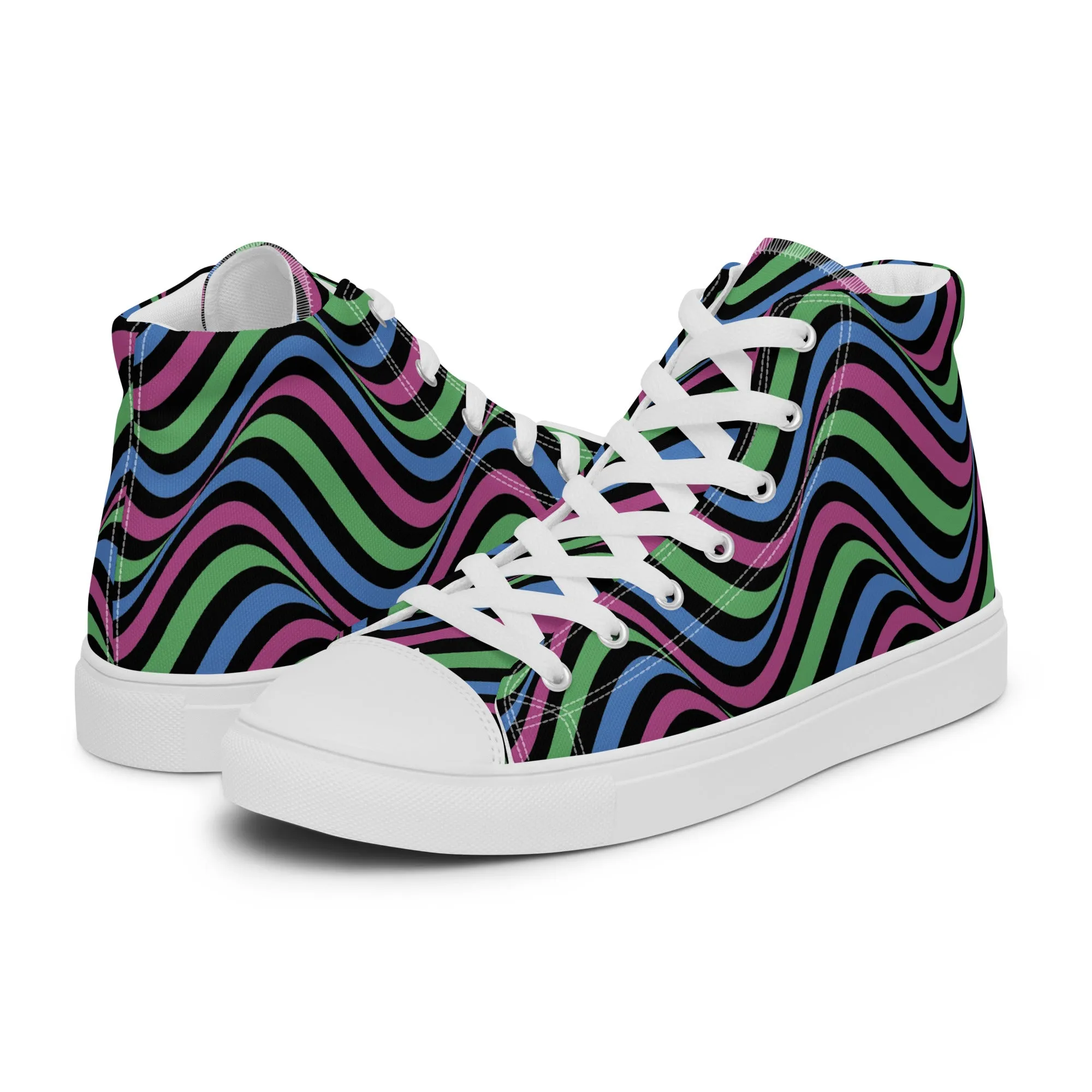 Polysexual Poly Pride Wavey Women’s High Top Canvas Athletic Shoes