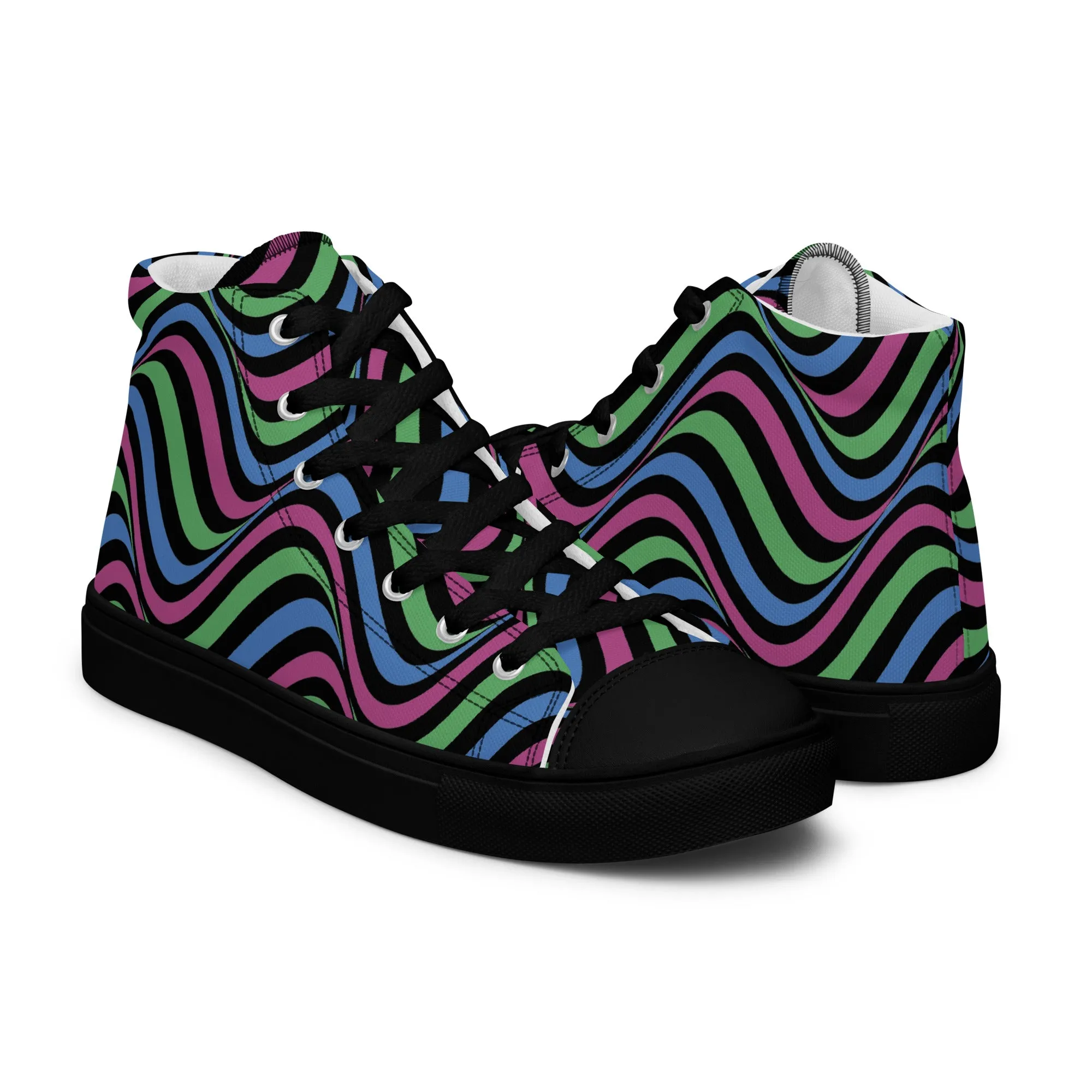 Polysexual Poly Pride Wavey Women’s High Top Canvas Athletic Shoes