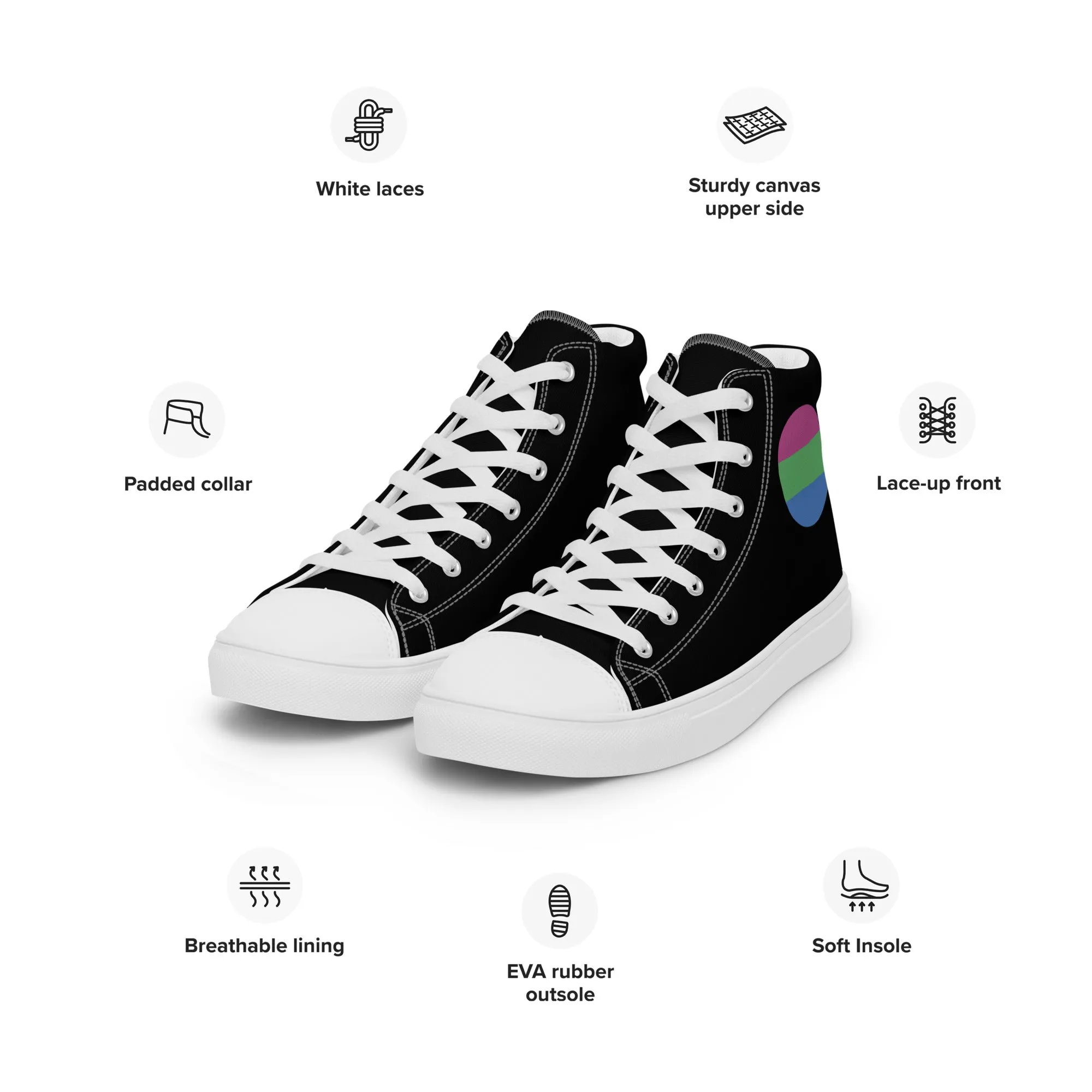 Polysexual Poly Pride Women’s High Top Canvas Athletic Shoes