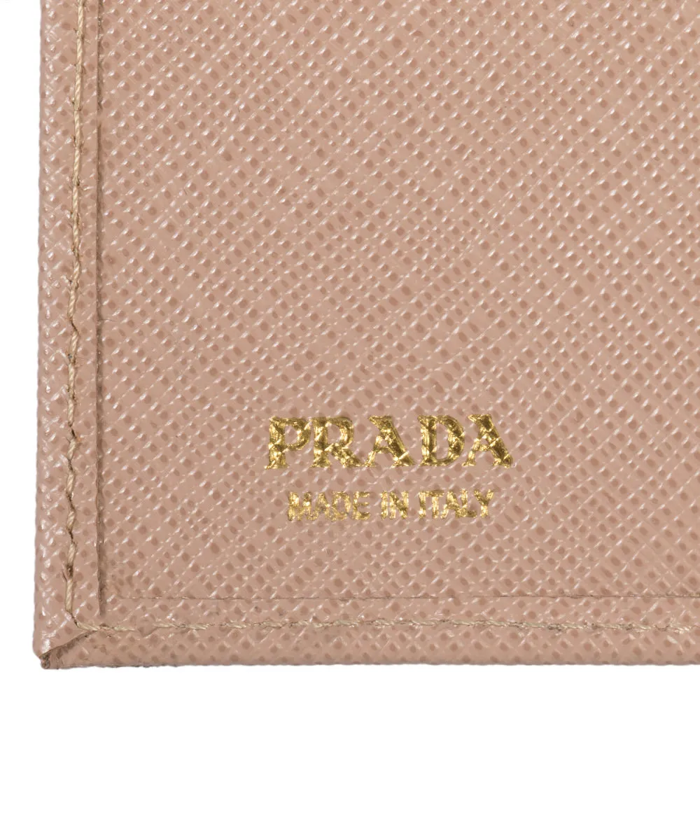 Prada Beige Saffiano Leather Flap Wallet 1MH523 QWA F0236