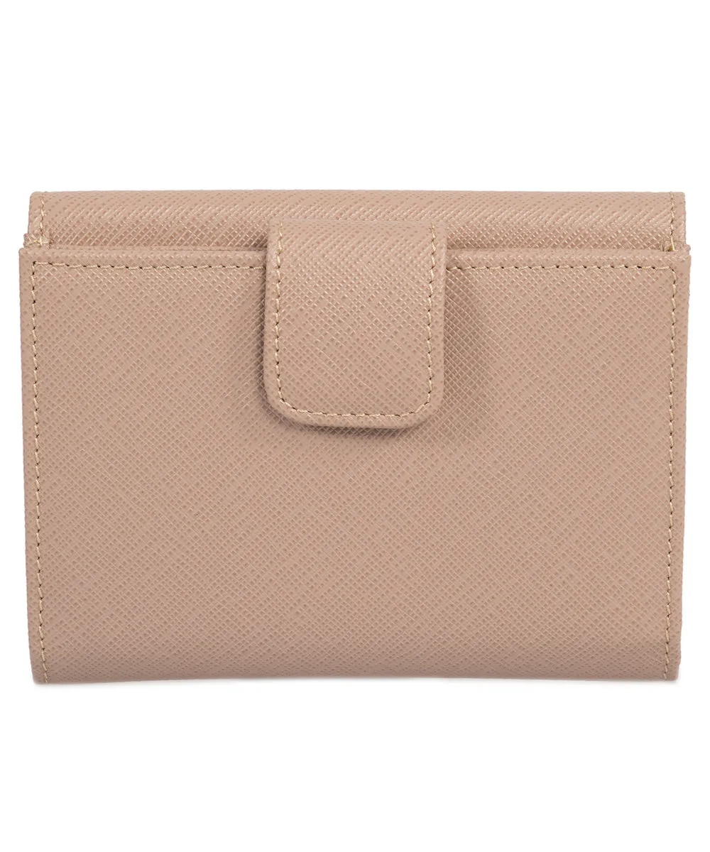 Prada Beige Saffiano Leather Flap Wallet 1MH523 QWA F0236