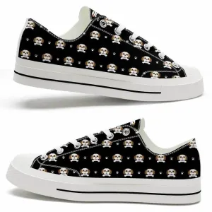 Shih Tzu Cute Pattern Black Low Top Shoes - Happy International Dog Day Canvas Sneaker, Dog Printed Shoes, Canvas Shoes For Men, Women