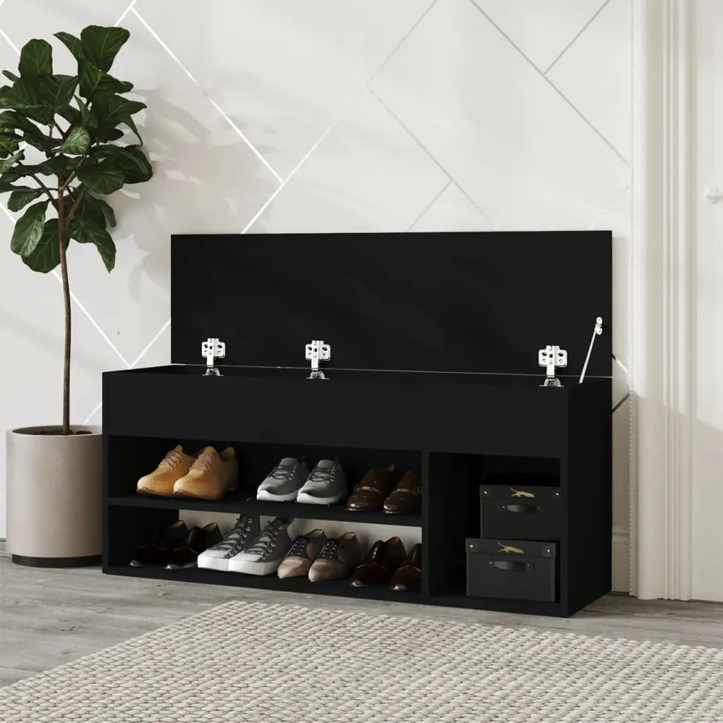 Shoe Bench Black 105x30x45 cm Engineered Wood