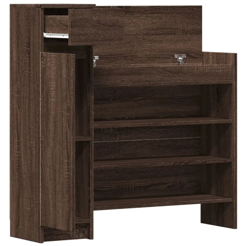 Shoe Cabinet Brown Oak 100.5x28x100 cm Engineered Wood