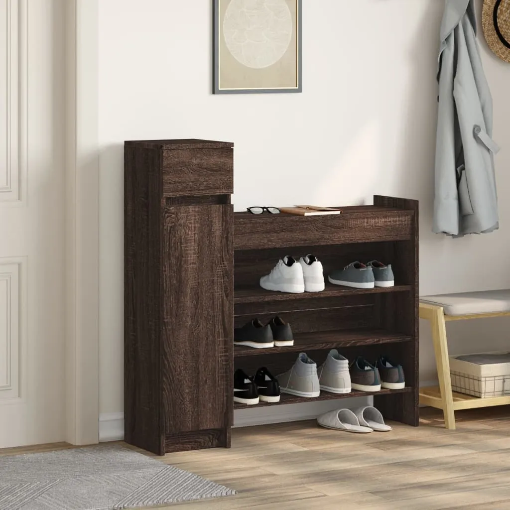 Shoe Cabinet Brown Oak 100.5x28x100 cm Engineered Wood