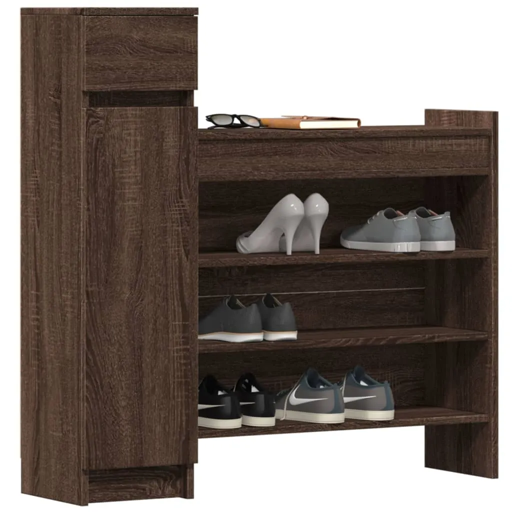 Shoe Cabinet Brown Oak 100.5x28x100 cm Engineered Wood