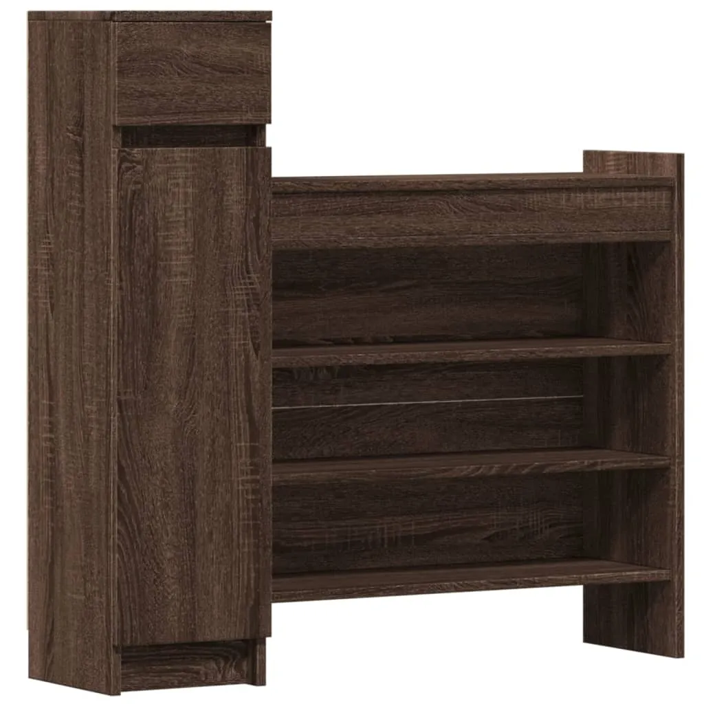 Shoe Cabinet Brown Oak 100.5x28x100 cm Engineered Wood