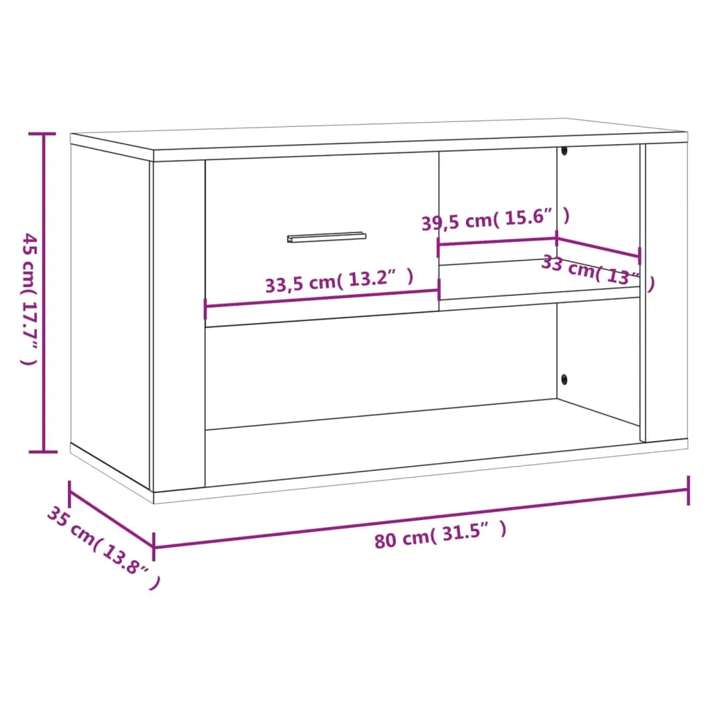 Shoe Cabinet Sonoma Oak 80x35x45 cm Engineered Wood