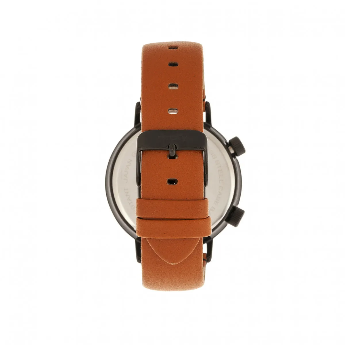 Simplify The 3300 Leather-Band Watch - Orange/Black