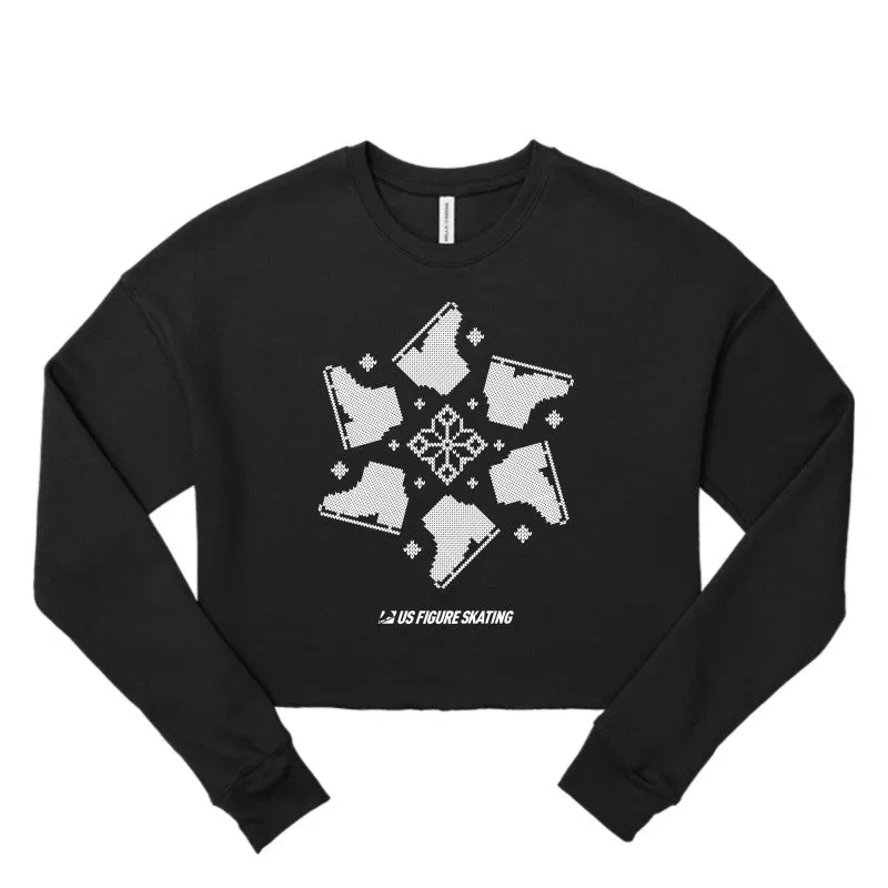 Snowflake Skate, Women's Cropped Fleece Crew