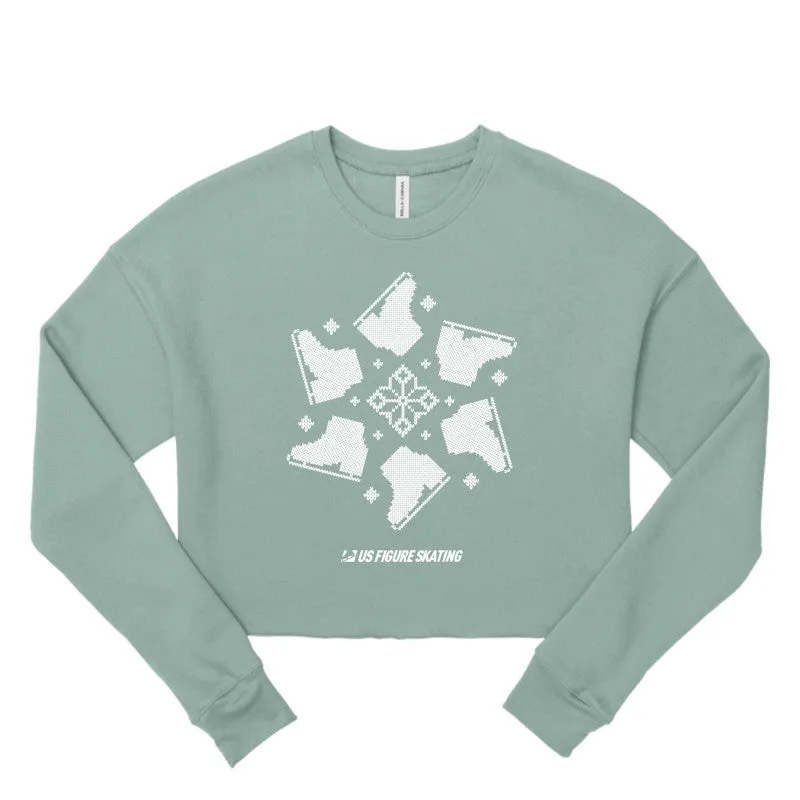 Snowflake Skate, Women's Cropped Fleece Crew