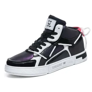 Standout High-top Color Matching Lace Up Casual Sneakers