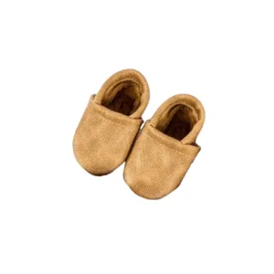 Starry Knight Warm Neutrals Loafer Leather Baby Booties - Sahara