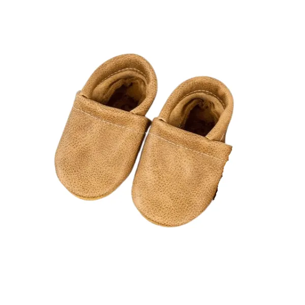 Starry Knight Warm Neutrals Loafer Leather Baby Booties - Sahara