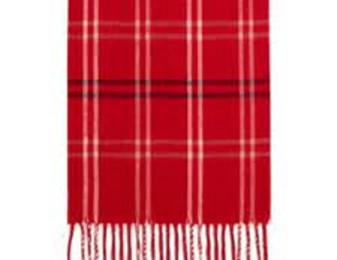 Steve Madden Women's Mid Weight Cozy Plaid Muffler Scarf Red Size Regular