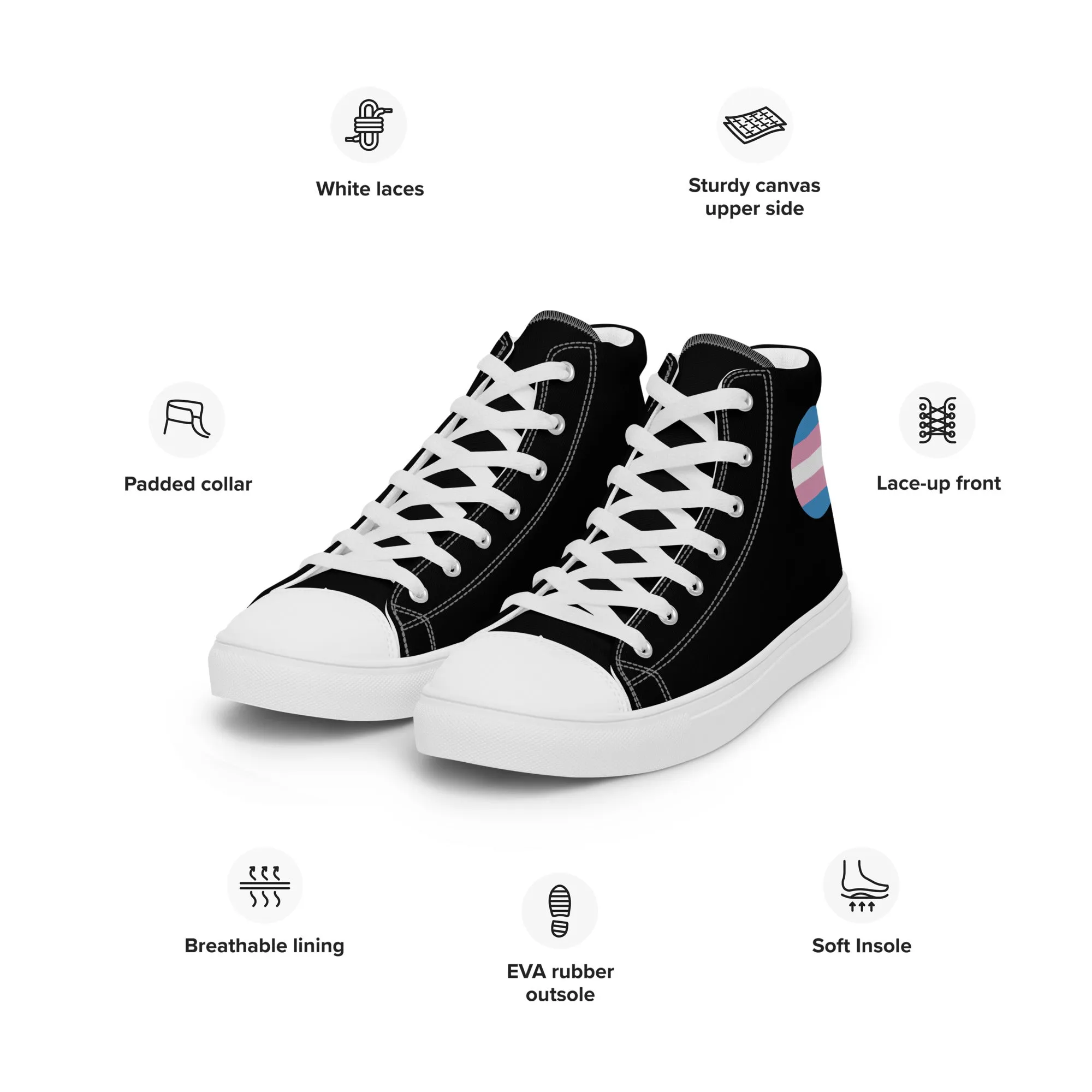 Transgender Trans Pride Men’s High Top Canvas Athletic Shoes