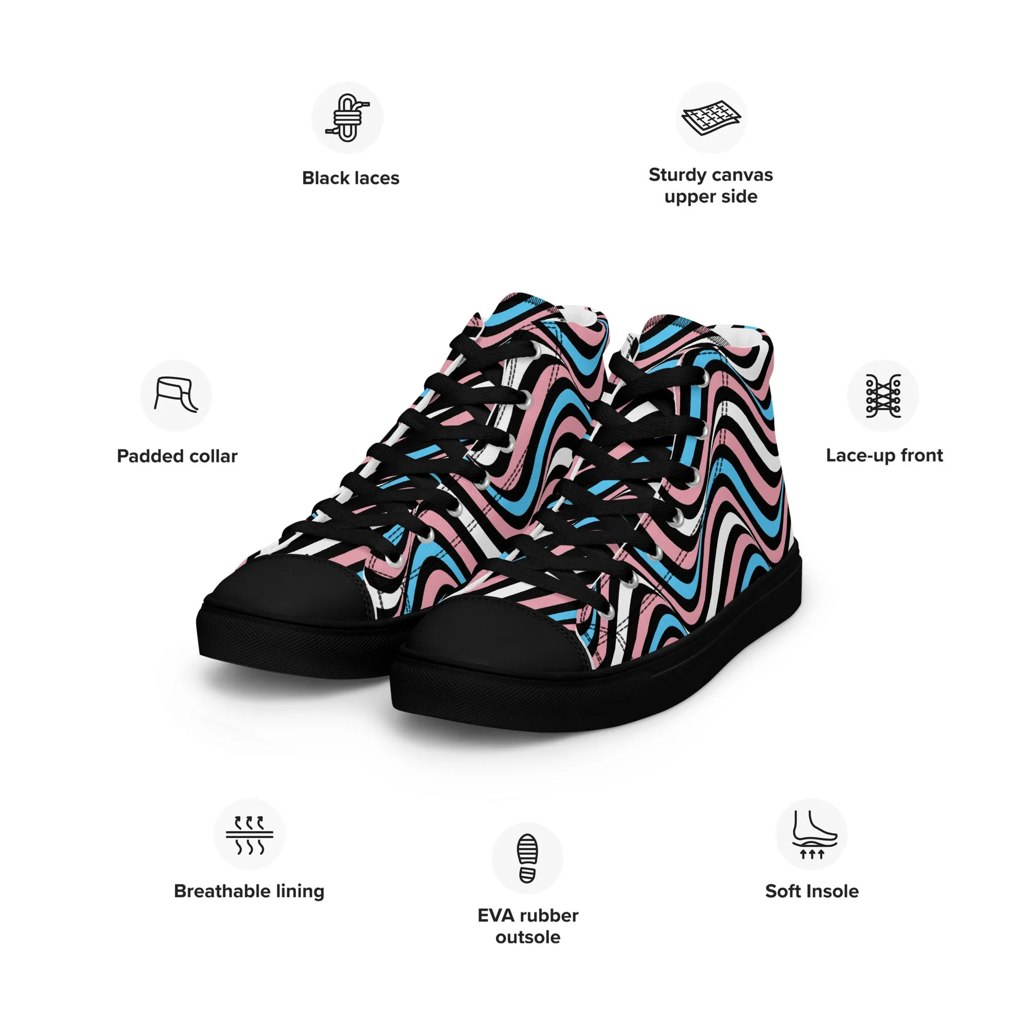 Transgender Trans Wavey Men’s High Top Canvas Athletic Shoes