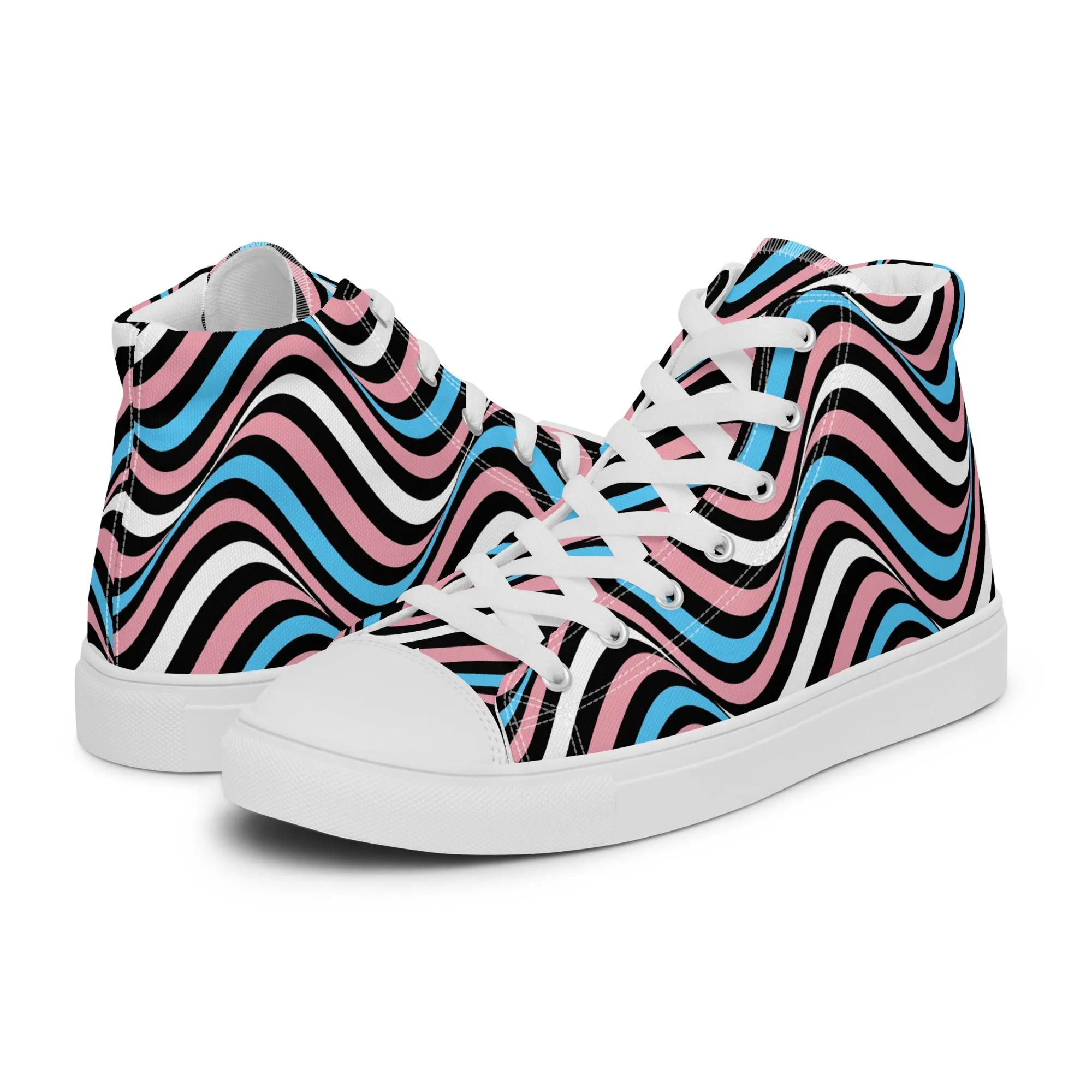 Transgender Trans Wavey Men’s High Top Canvas Athletic Shoes