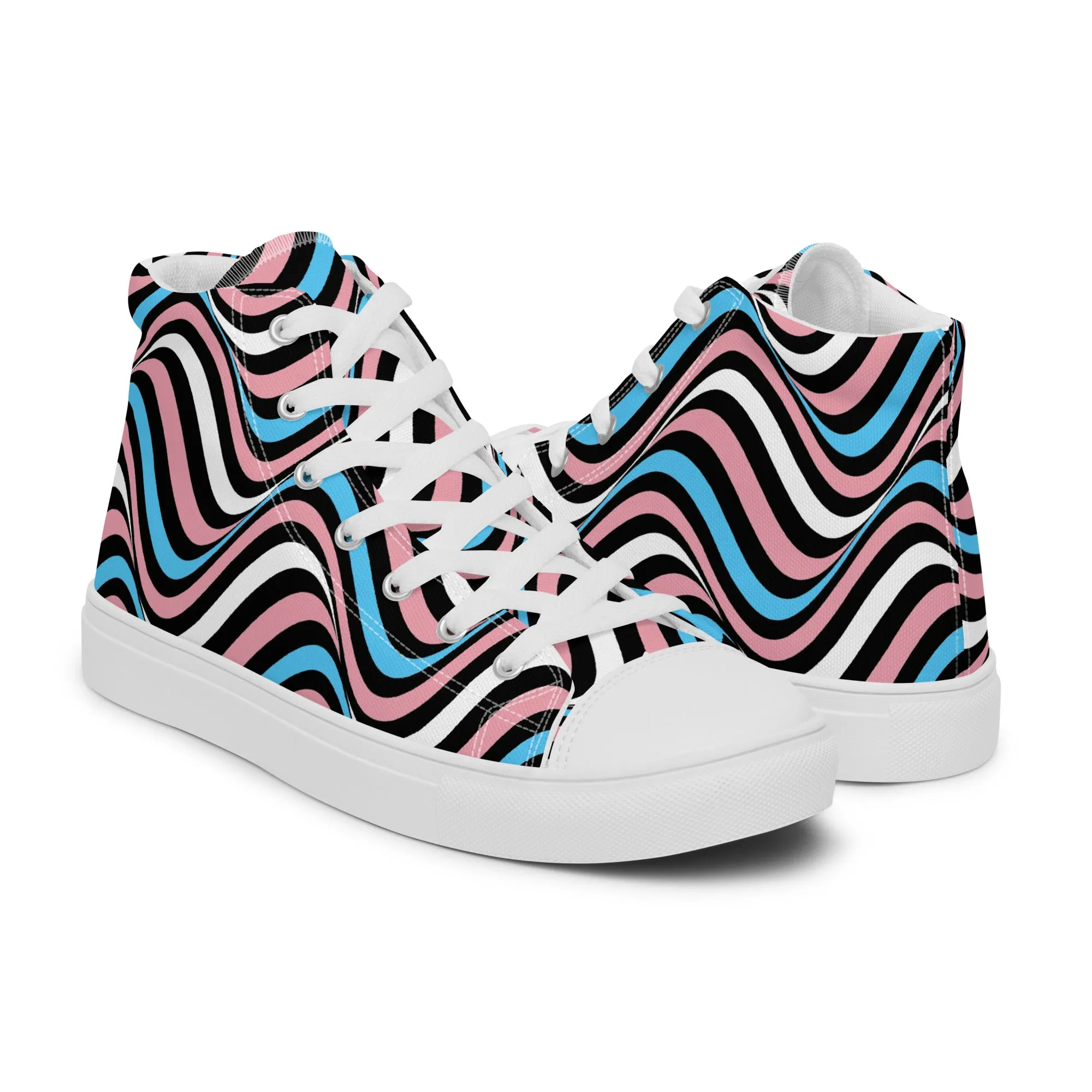 Transgender Trans Wavey Men’s High Top Canvas Athletic Shoes