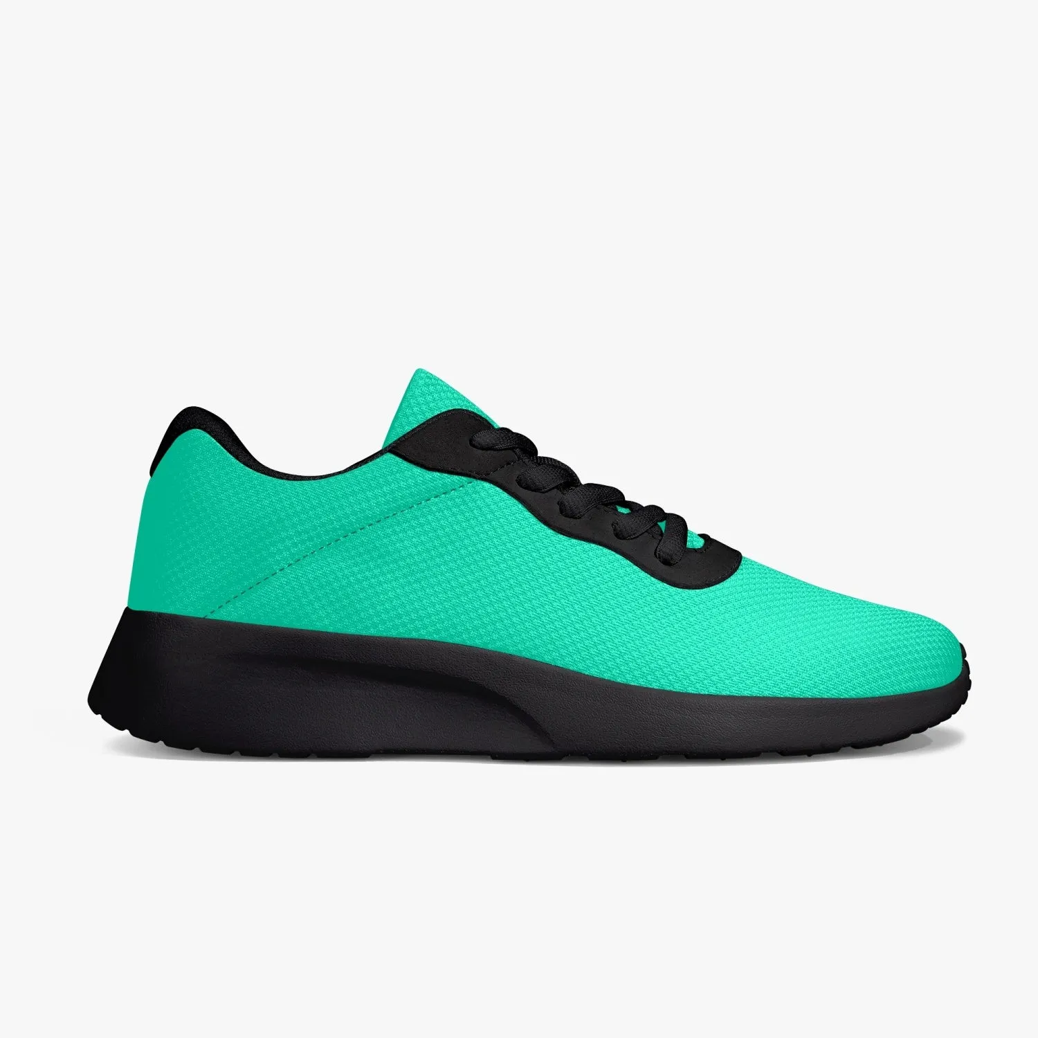 Turquoise Blue Unisex Sneakers, Soft Solid Color Best Lifestyle Unisex Casual Designer Mesh Running Shoes With Black Soles