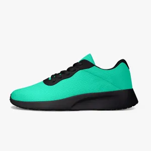 Turquoise Blue Unisex Sneakers, Soft Solid Color Best Lifestyle Unisex Casual Designer Mesh Running Shoes With Black Soles