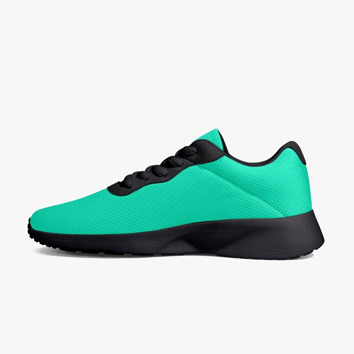 Turquoise Blue Unisex Sneakers, Soft Solid Color Best Lifestyle Unisex Casual Designer Mesh Running Shoes With Black Soles