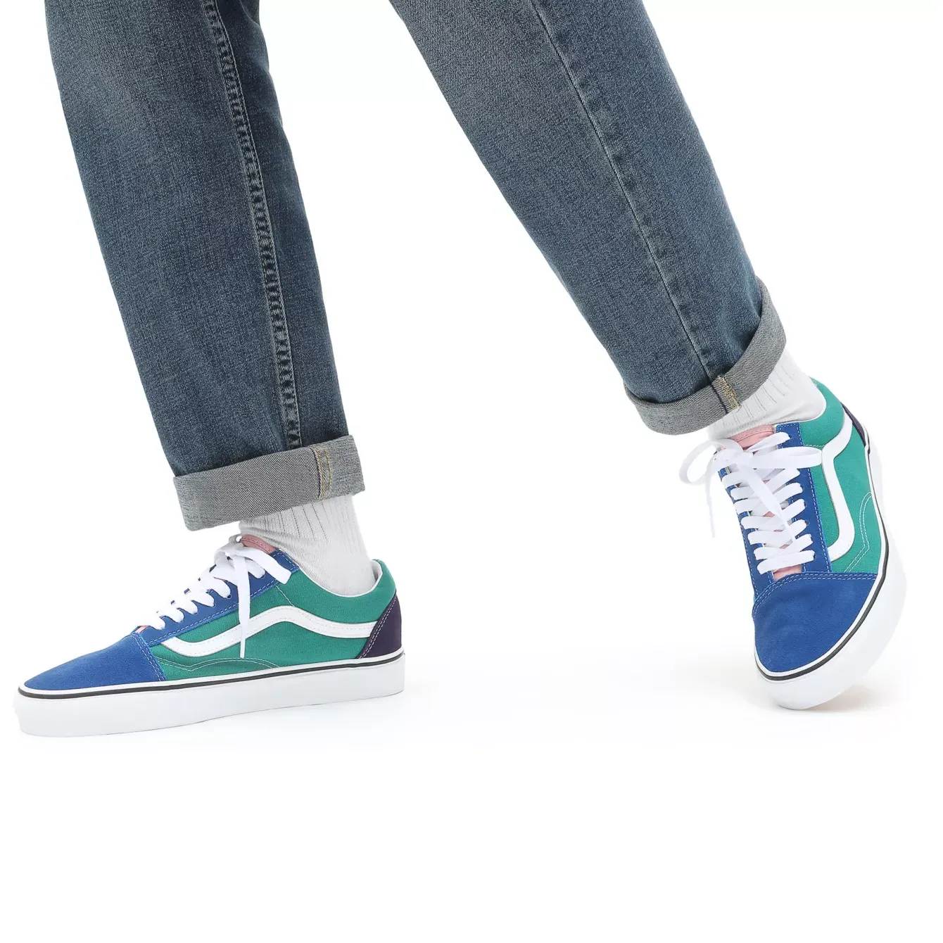 Vans Unisex Retro Court Old Skool Shoes - Blue / Green