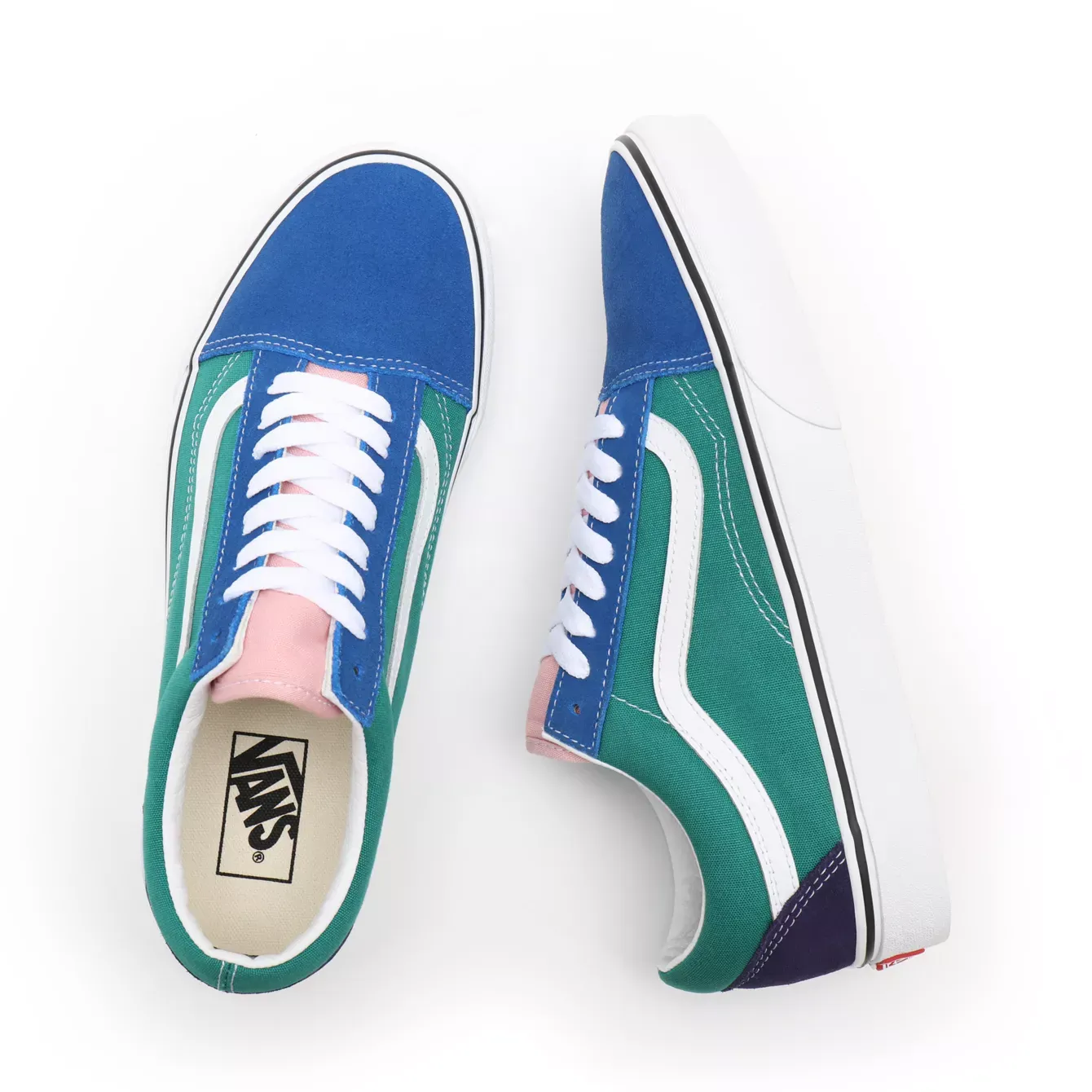 Vans Unisex Retro Court Old Skool Shoes - Blue / Green